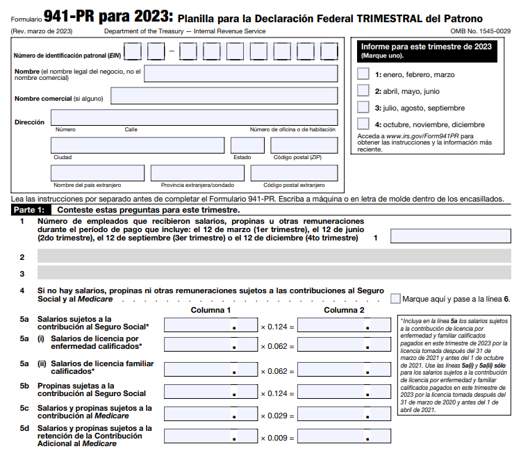 IRS Form 941-PR 2023