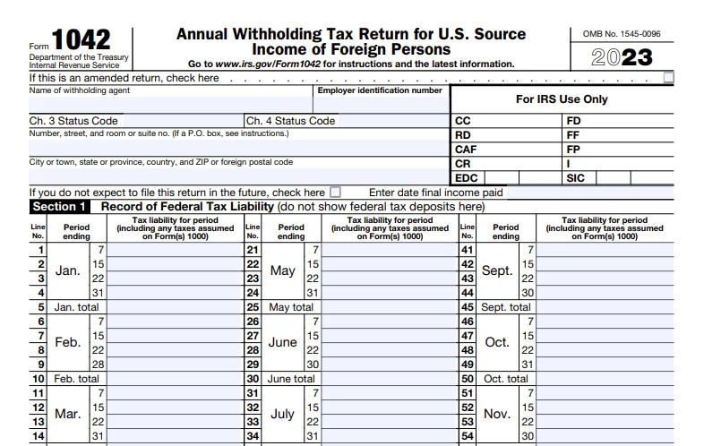 Form 1042 Amendment