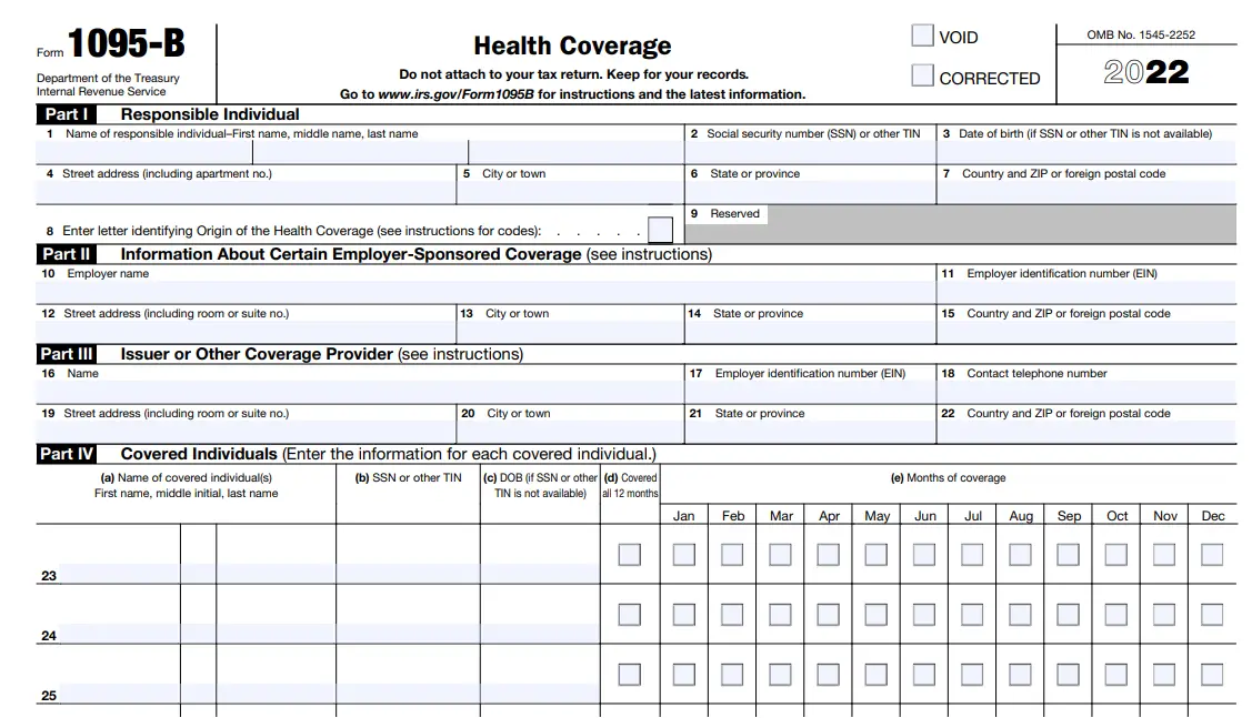 2022 IRS Form 1095-B