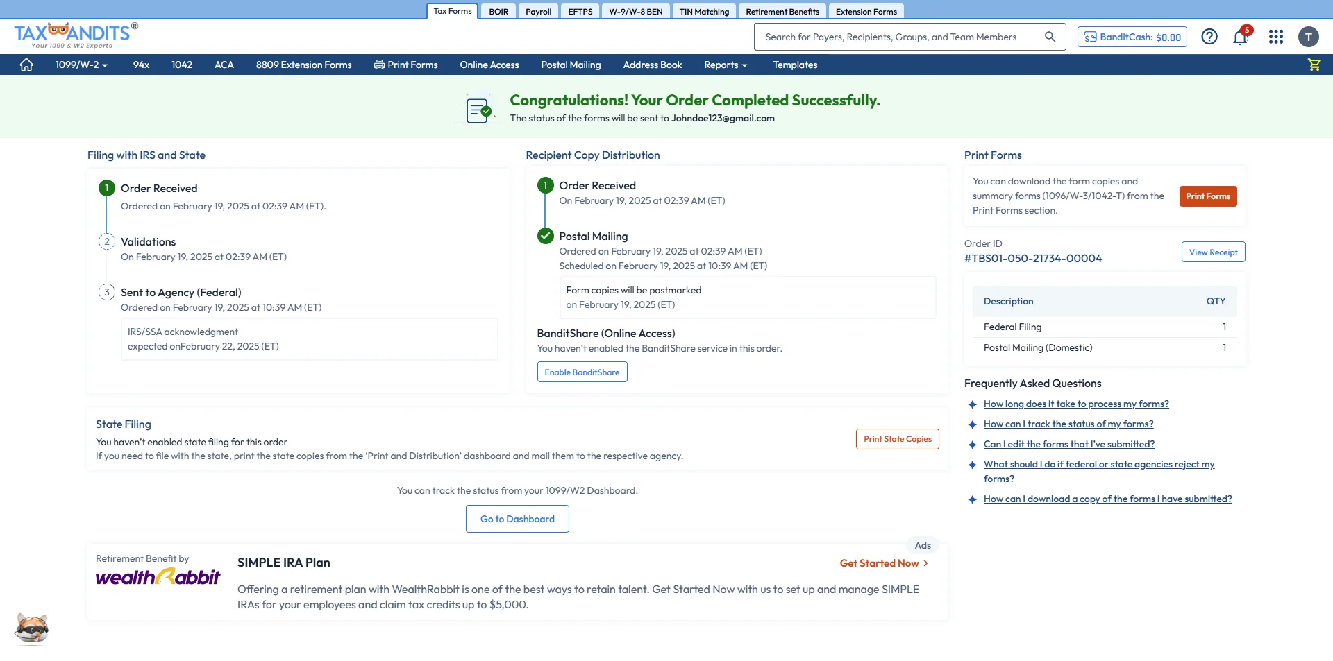 Distribute Form 1099-K to Recipients