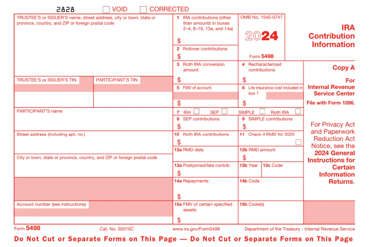 IRS Form 5498 Instructions for 2024
