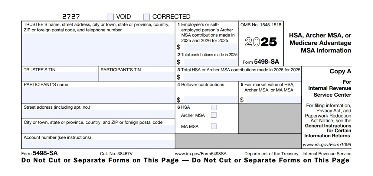 IRS Form 5498-SA Instructions for 2024