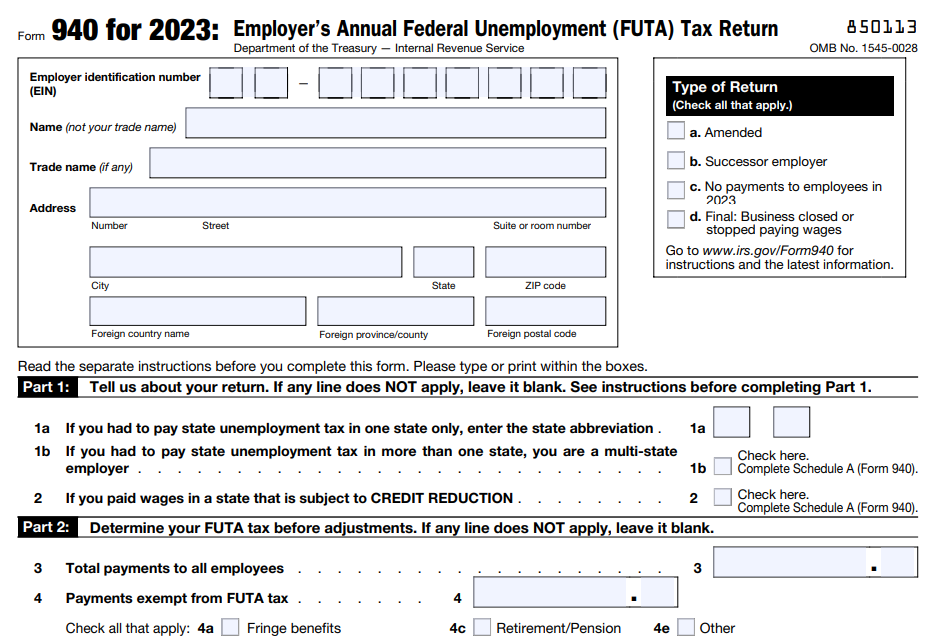 Form 940 Amendment for 2023