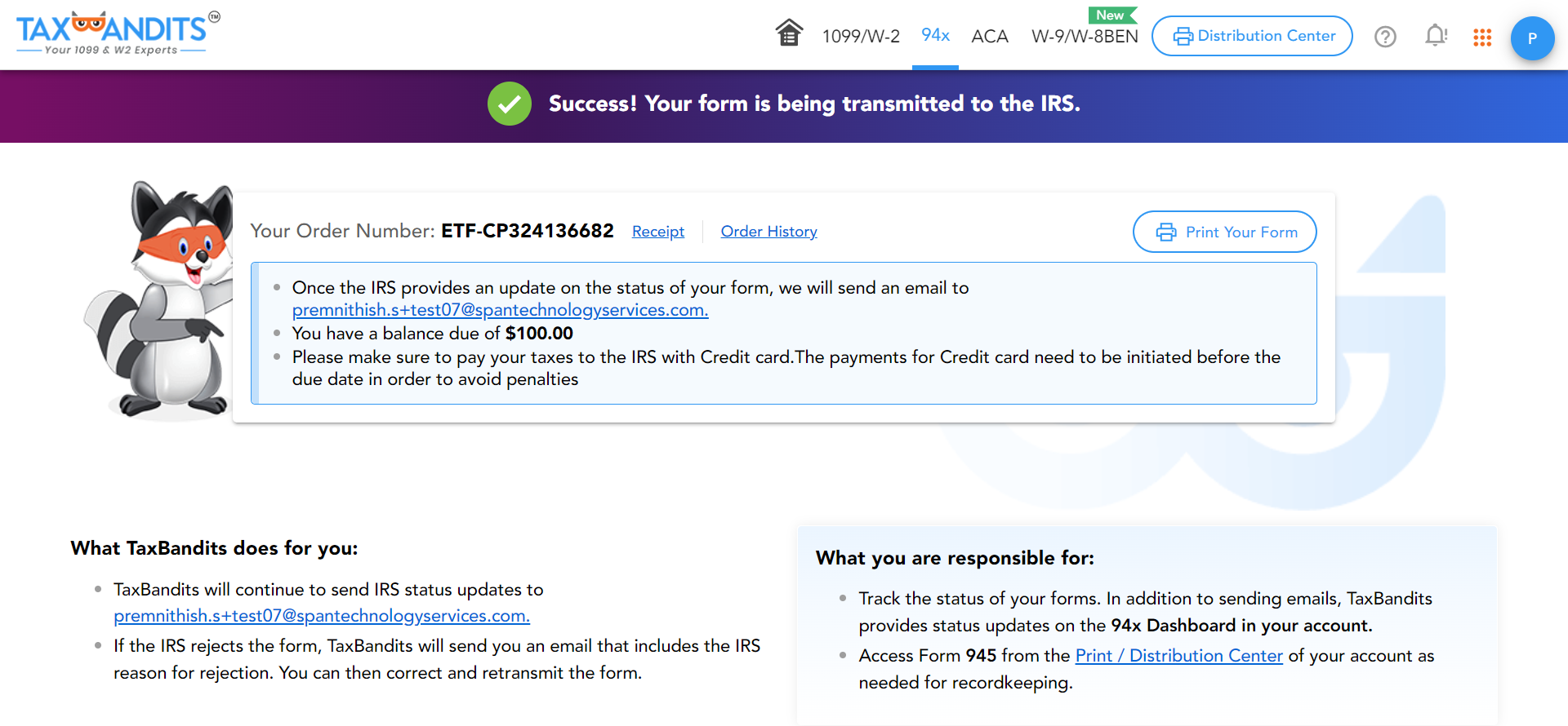 Transmit your form to the IRS