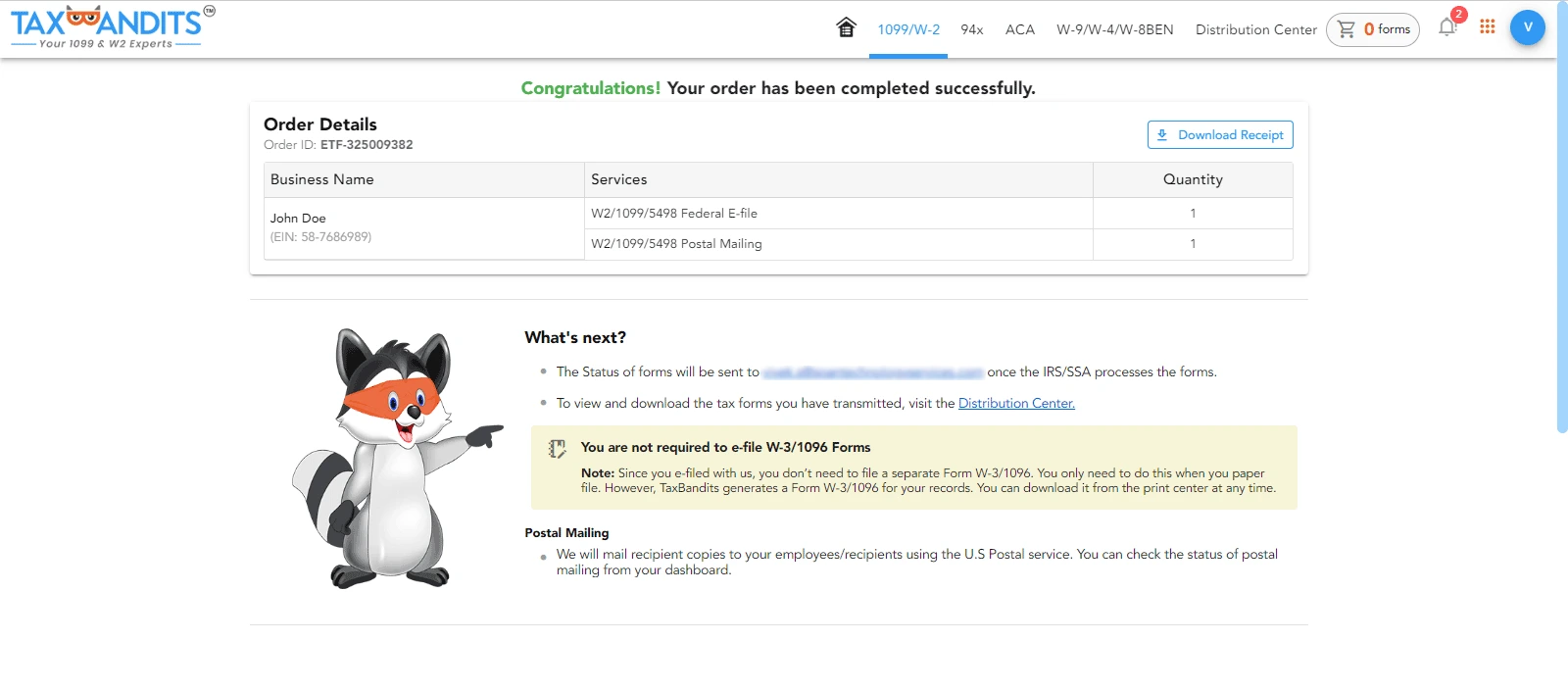 Transmit to the IRS
