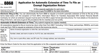 What is Form 8868?