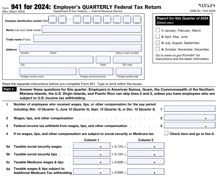 IRS Form 941 for 2024