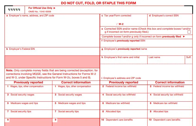 Form W-2c