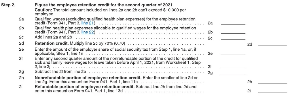 Step 2 of Form 941 Worksheet 2