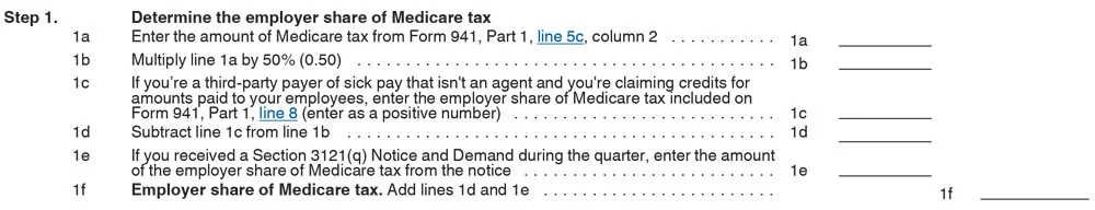 Form 941 Worksheet 3 2021 Step 1