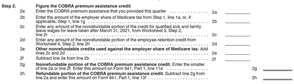  Form 941 Worksheet 5 for 2021 Step 2