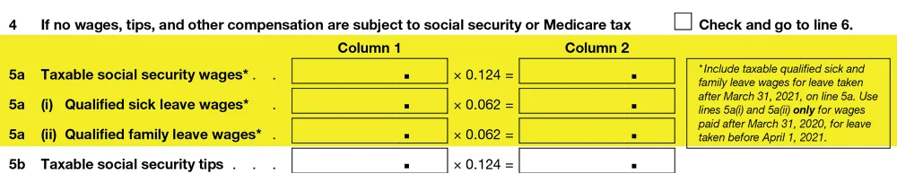 Lines 5a, 5a(i), and 5(ii)-Form 941 Q2 2021