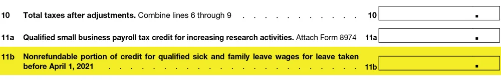 Line 11 b - Form 941 Q2 2021