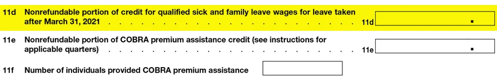 Line 11 d - Form 941 Q2 2021