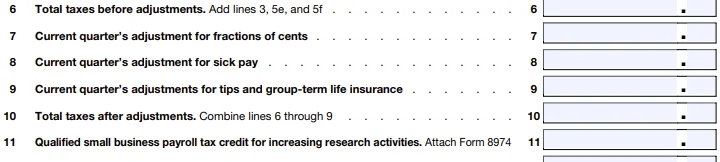 2024 Form 941 - Line 6 to 11