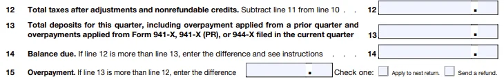 2024 Form 941 - Line 13 to 15