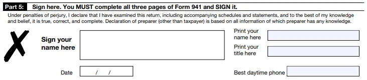 Form 941 Instructions for Part 5