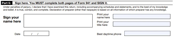 Form 941 Instructions for Part 5