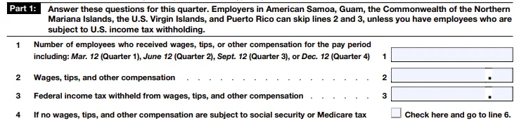 2024 Form 941 - Line 1 to 4