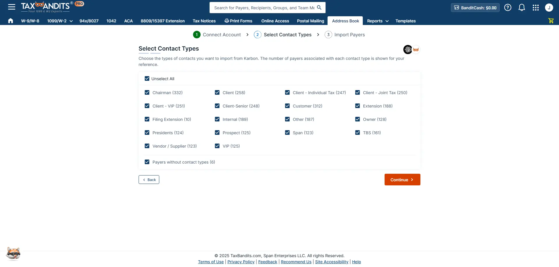 Choose Contact Types to Import