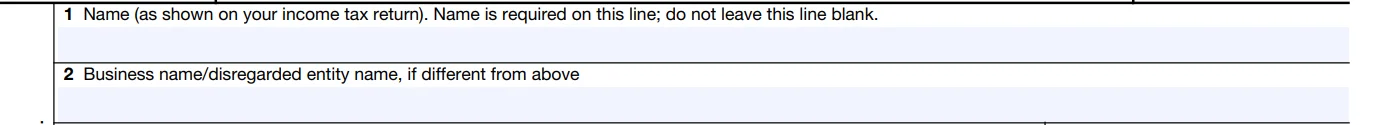 Form W9 Line 1 and 2