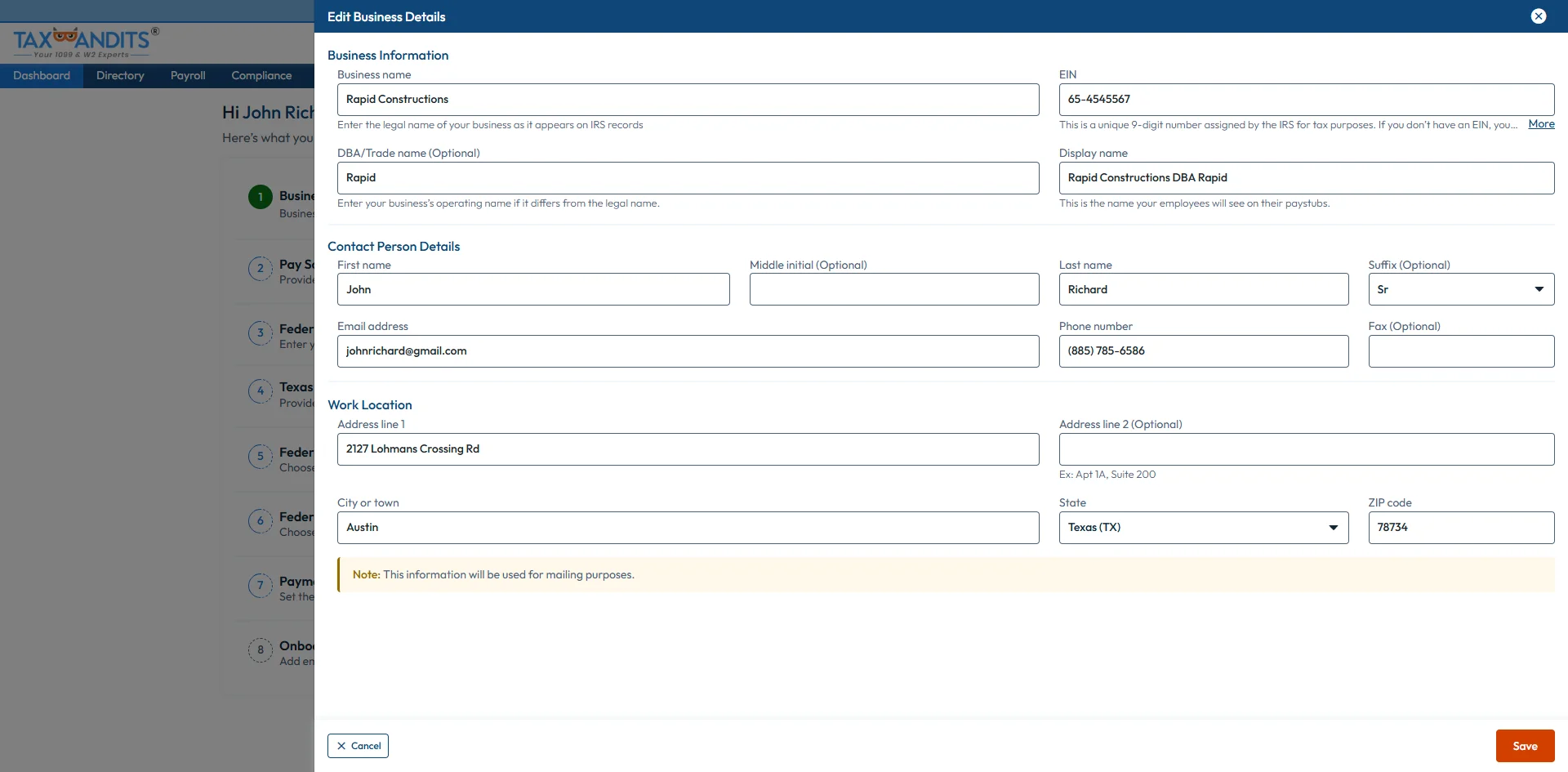 Add Business Details
