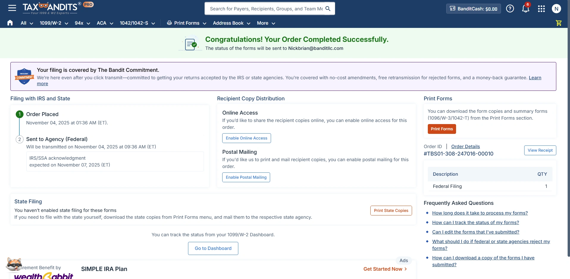 Distribute Form 1099-K to Recipients