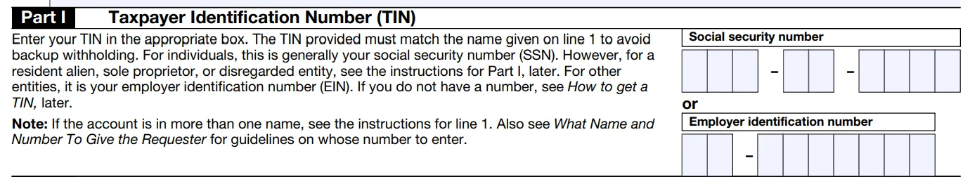 Form W9 Part I