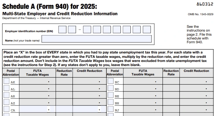 Schedule A (Form 940)