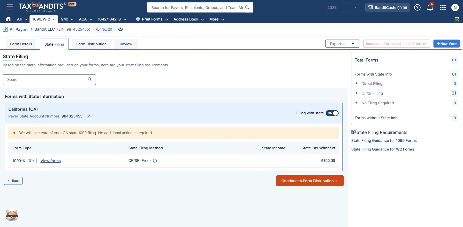 Select State Filing (If Required)