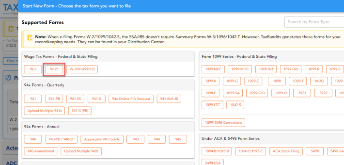 Choose Form W-2c