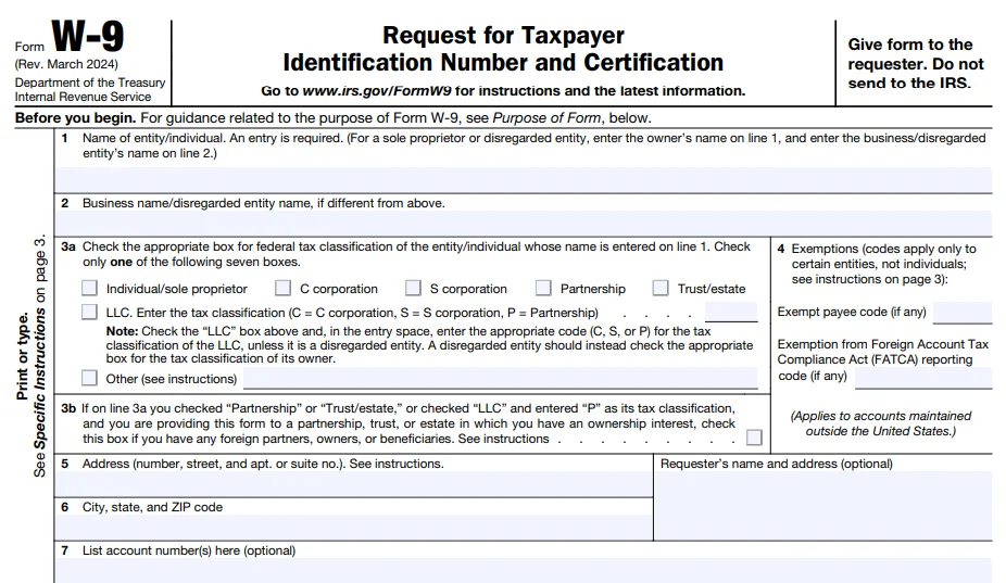 Form W9 for Non-Profit