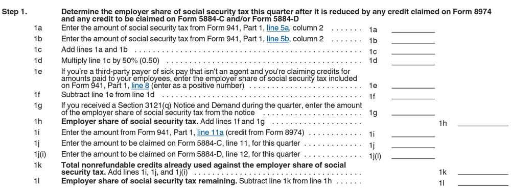 Step 1 of Form 941 Worksheet 1