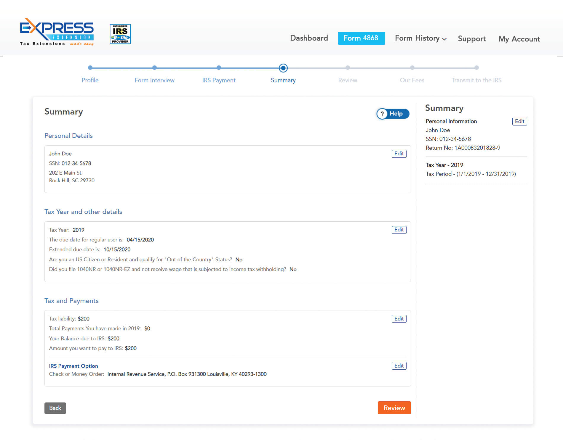 EFile IRS Form 4868 File Personal Tax Extension Online