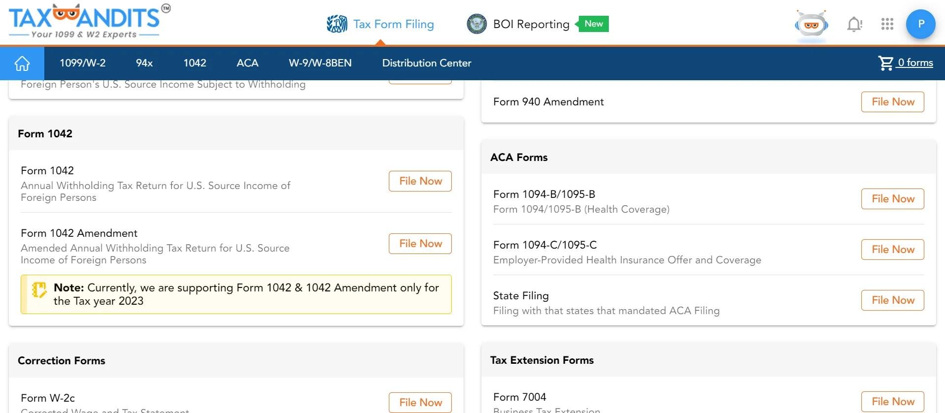 Choose the Form and type of correction