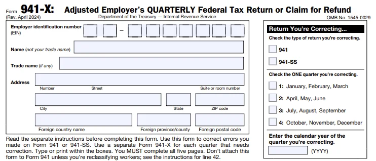 Form 941-X for 2023