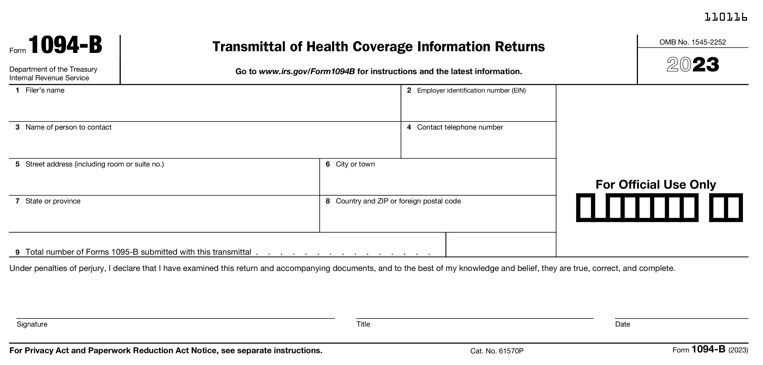 2023 IRS Form 1094-B