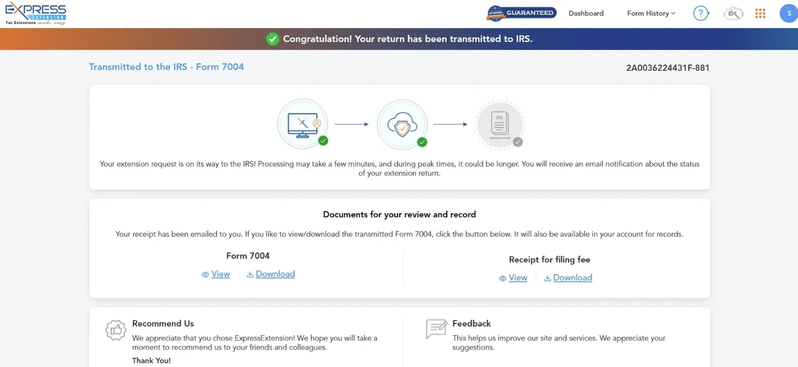 Transmit your form to the IRS