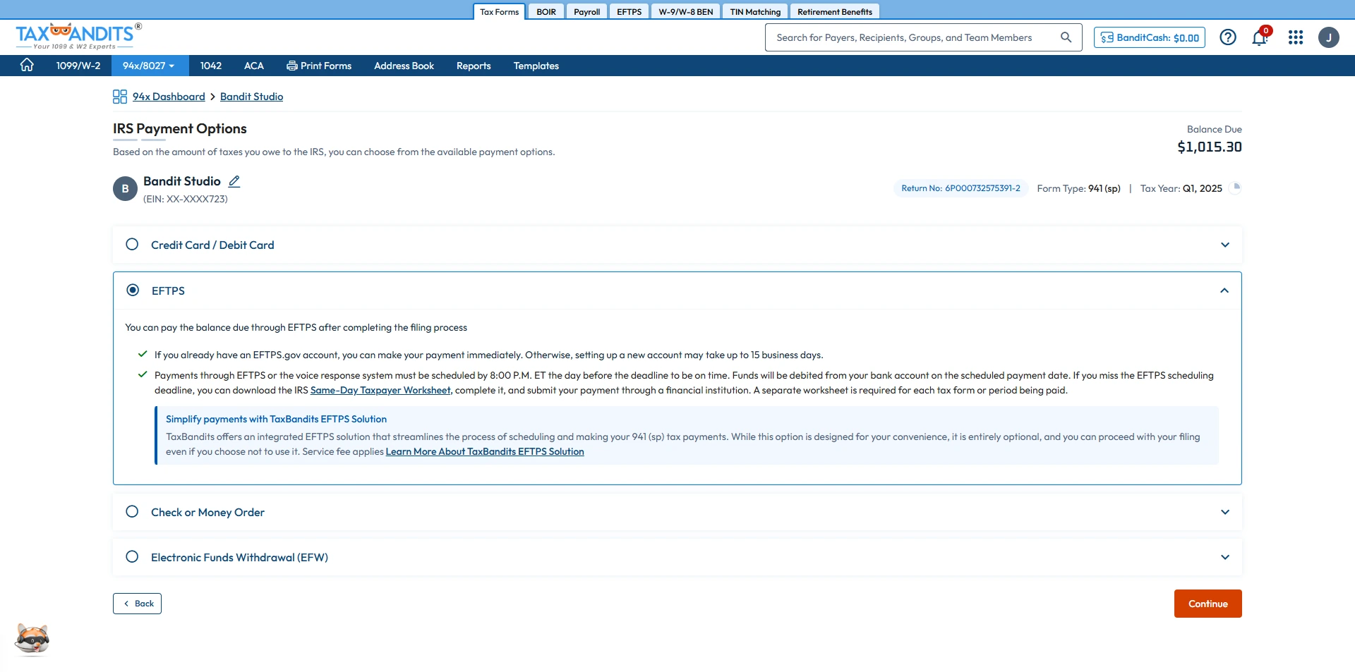 Choose IRS payment methods