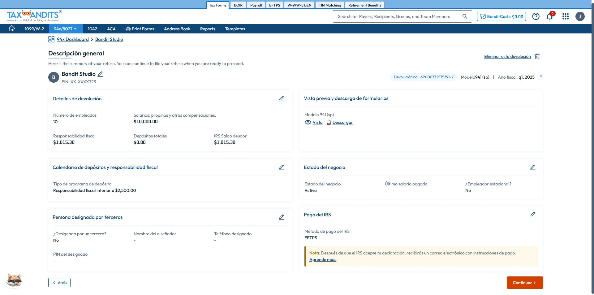 Review your Form 941 SP