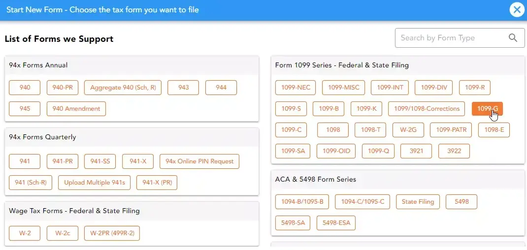 Choose Form 1099-MISC