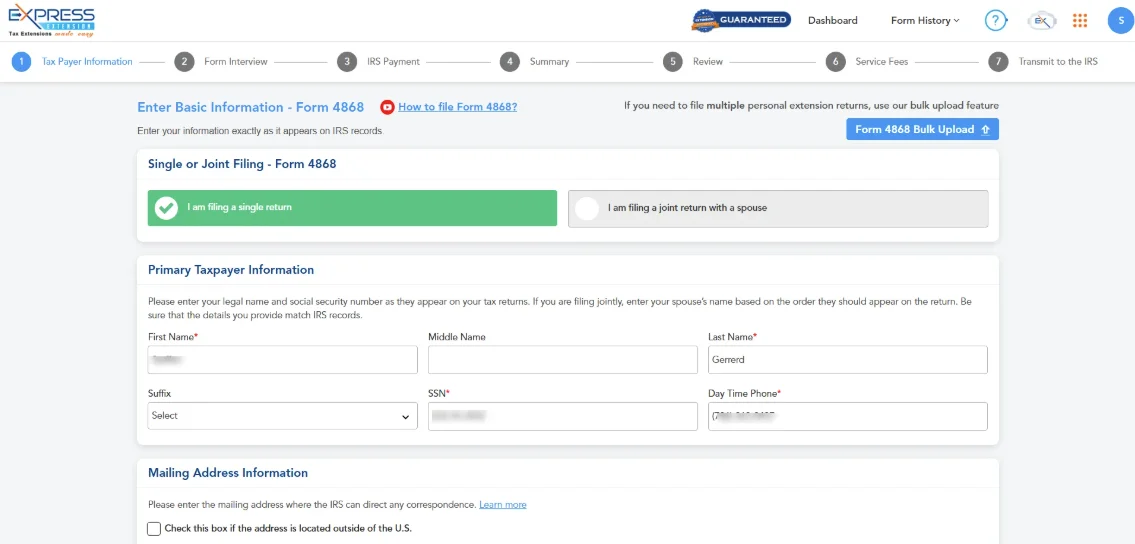 Enter Personal Details