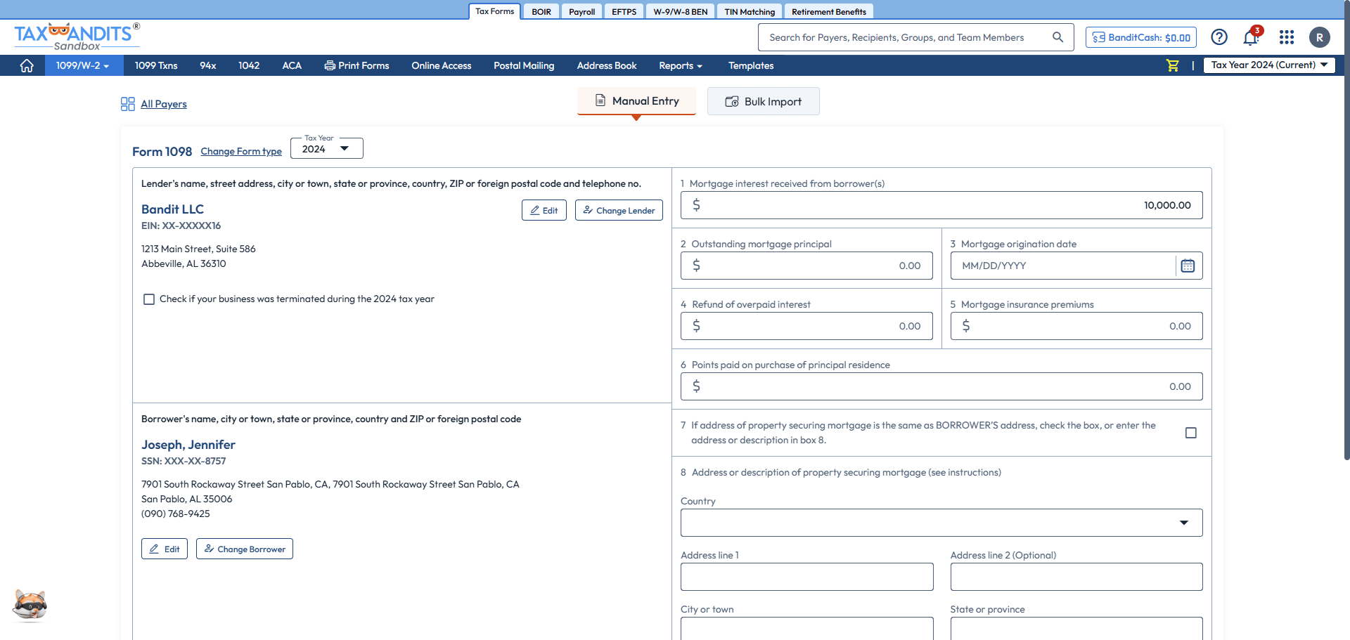 Enter Form 1098 -T Information