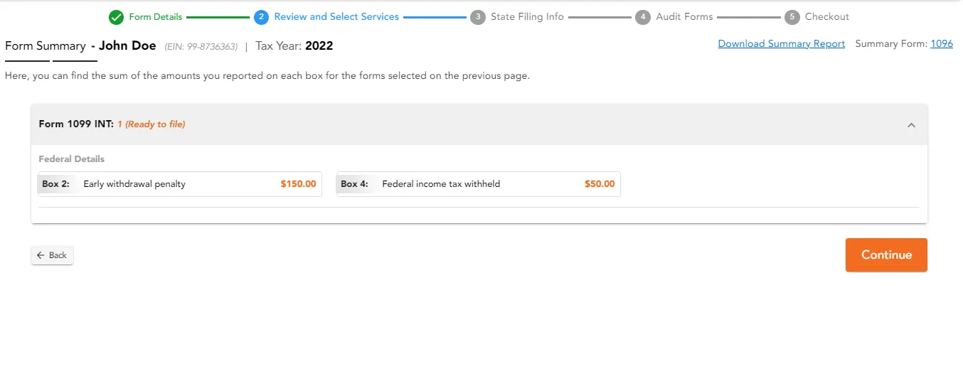Review your Form 1099-INT / 1096