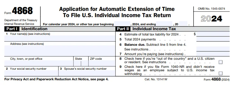 IRS Form 4868 2023