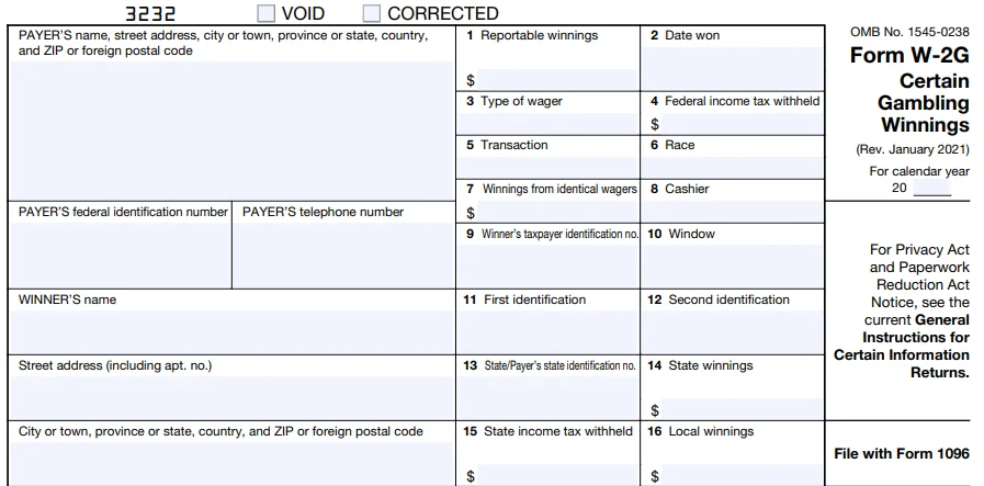 Form 1099-W2G