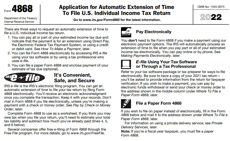 IRS Form 4868 2020