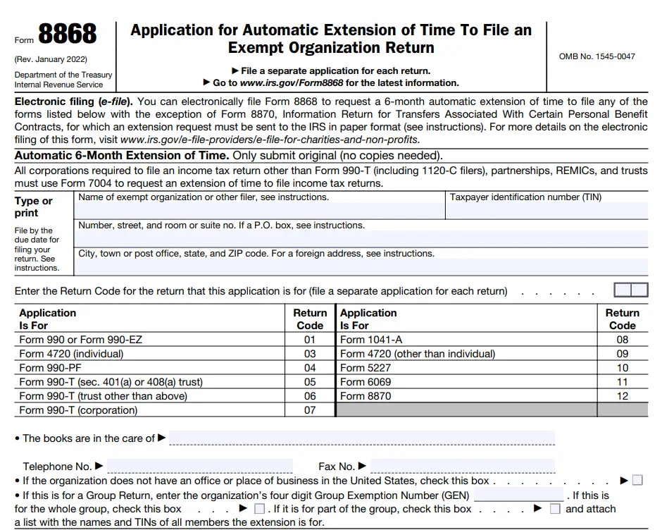8868 Form 2020