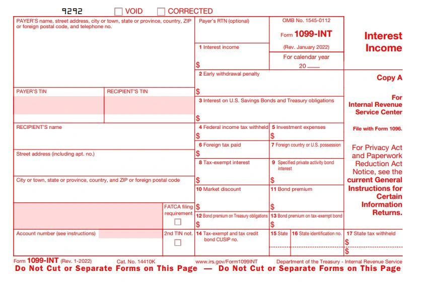 2022 IRS Form 1099-INT