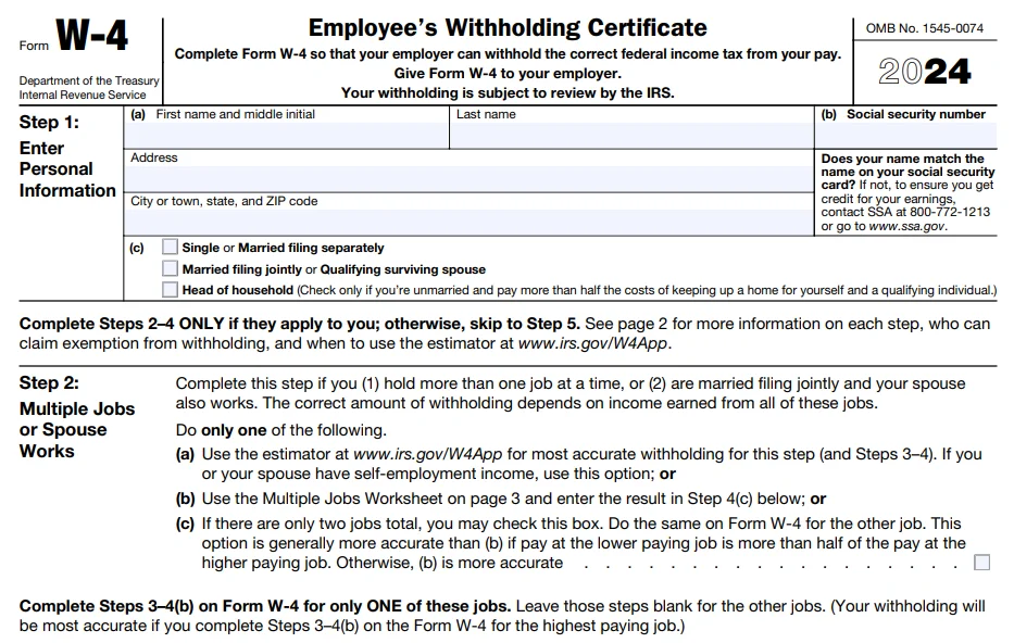 Form W4 Online